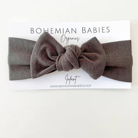 Organic French Terry Bow Headband | Raven | Made in the US