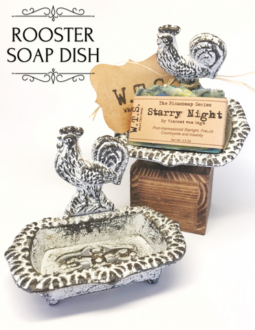 Cast Iron Rooster Soap Dish - White - What.The.Soap.